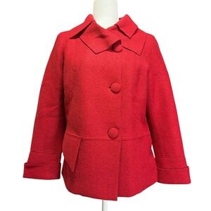 Beyond Threads Alpaca Wool Blend Jacket Red Button Front‎ Womens Medium